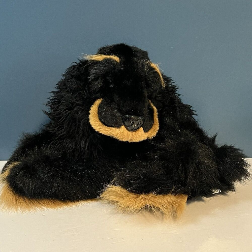 Commonwealth Black & Tan Dog Plush English Spaniel 16x10” Vintage 1987 *HTF